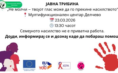 Јавна трибина: НЕ МОЛЧИ-ТВОЈОТ ГЛАС МОЖЕ ДА ГО ПРЕКИНЕ НАСИЛСТВОТО