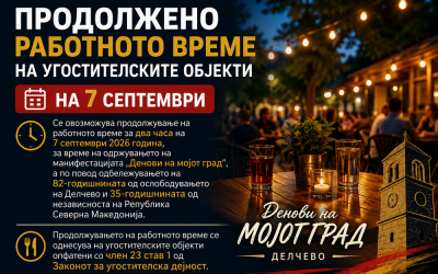 Продолжено работното време на угостителските објекти на 7 септември